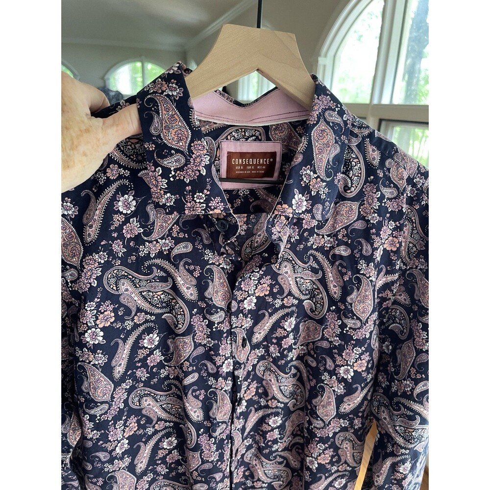 Consequence Paisley Long-Sleeve Dress Shirt Mens XL